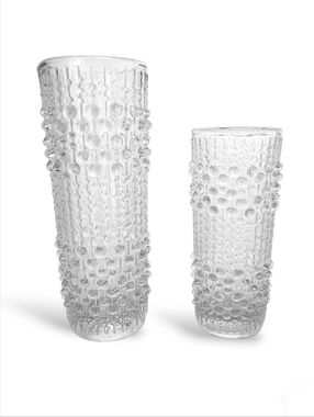 1970s Pair of 2 Frantisek Peceny Sklo Union "Candle Wax" Vases (9" & 7")